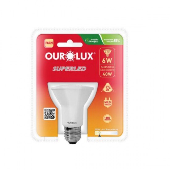 LAMP.PAR 20 LED OUROLUX 6W 3000K  PC 1