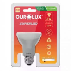 LAMP.PAR 20 LED OUROLUX 6W 3000K IP65 PC 1