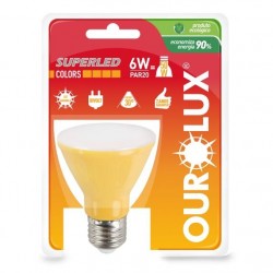LAMP.PAR 20 LED OUROLUX 6W AMARELO PC 1