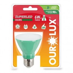 LAMP.PAR 20 LED OUROLUX 6W VERDE PC 1