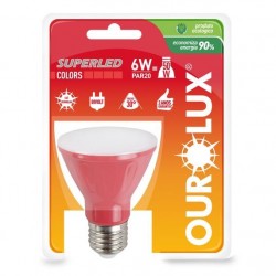 LAMP.PAR 20 LED OUROLUX 6W VERMELHO PC 1