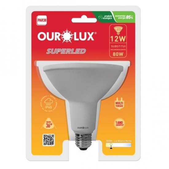 LAMP.PAR 38 LED OUROLUX 12W 3000K IP65 PC 1
