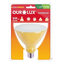 LAMP.PAR 38 LED OUROLUX 16W AMARELO PC 1
