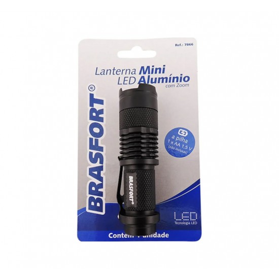 LANTERNA LED BRASFORT MINI ALUM C/ZOOM 7866 1AA PC 1