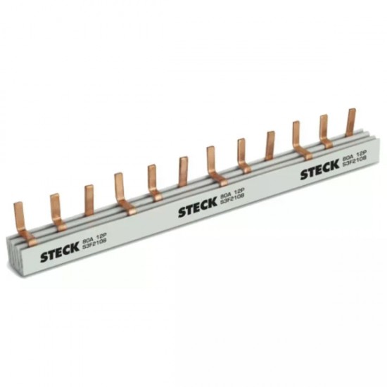 BARRAMENTO STECK DIN TRIF 12 3X4 210MM S3F210B 80A PC 1