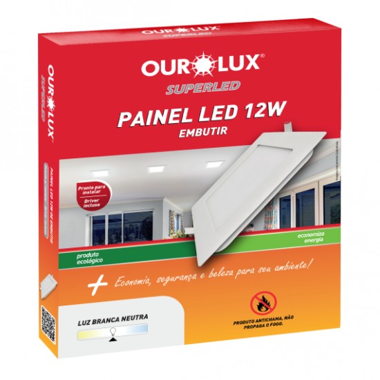 LUMIN LED ALUM OUROLUX EMB QUADRADO 12W 4000K  PC 1