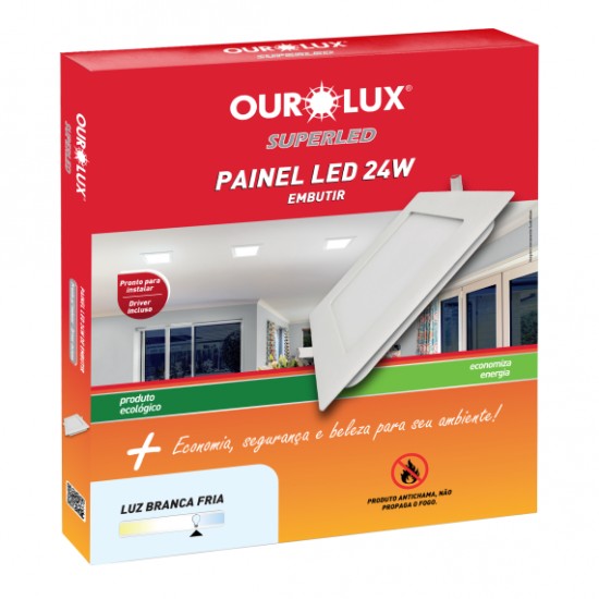 LUMIN LED ALUM OUROLUX EMB QUADRADO 24W 4000K PC 1
