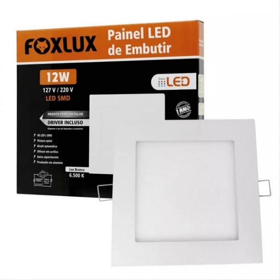 LUMIN.LED FOXLUX EMB QUADRADO 12W 6500K 16,7CM PC 1
