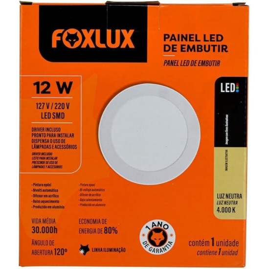 LUMIN.LED FOXLUX EMB REDONDO 12W 4000K 15,4 CM PC 1