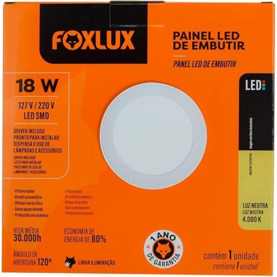 LUMIN.LED FOXLUX EMB REDONDO 18W 4000K 22,1 CM PC 1
