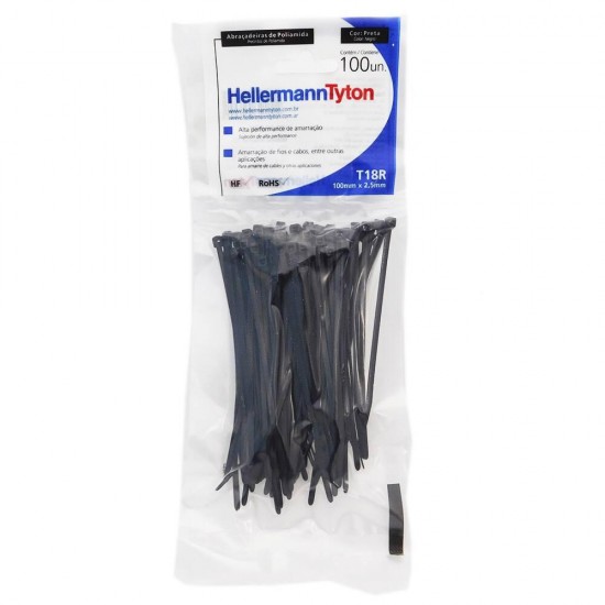 ABRACADEIRA HELLERMANN T 18R C/100 PTA  2,5 X 100 PCTE 1